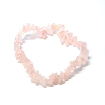 Image of Pink Rose Quartz Crystal Chip Elasticated Bracelet Stone of Unconditional Love x