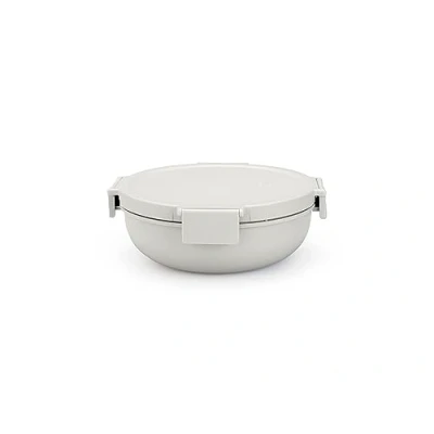 Image of Brabantia Make &amp; Take Salad Bowl 1.3L Removable Tray for Toppings Dressing Airtight Closure Leakproof Secure Click Closing Suitable Freezer Dishwasher Microwave Safe Light Grey
