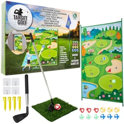 Image of KreativeKraft Golf Set for Kids Adults Family Games Balls Accessories Toys Indoor Outdoor Garden with Mat Training Putting Practice