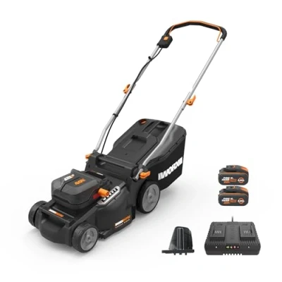 Image of Worx WG737E 40V 37cm Cordless Lawnmower Ideal for Medium to Large Gardens (300 550㎡) Includes 2x 4.0Ah Batteries &amp; Charger IntelliCut™ Tech, Mulching Bagging, Adjustable Height, PowerShare