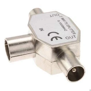Image of Nartel® TV Aerial Coax Splitter, Metal Housing, 2 Way 1 Female to Male Adapter Connector Joiner