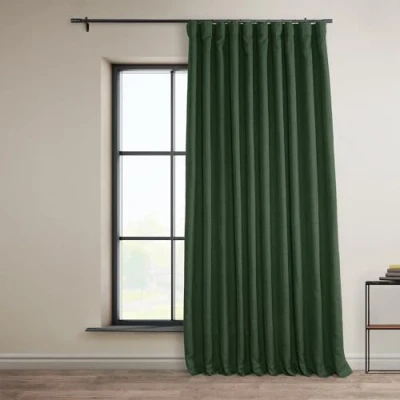 Image of HPD Half Price Drapes Extra Wide Linen Room Darkening Curtain (1 Panel) 100 X 96, BOCH LN21327 96 DW, Key Green