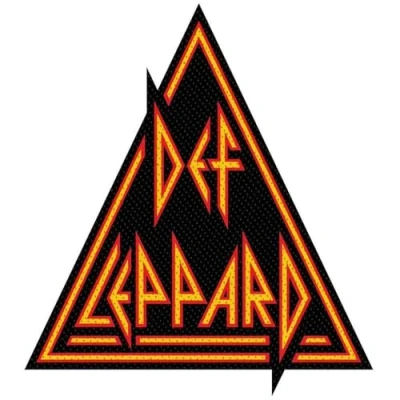 Image of Def Leppard Rectangular Logo Cutout Patch, 100mm x 50mm, Polyester, Self Adhesive, Red, Yellow, Black, Official Merchandise