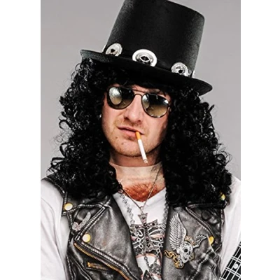 Image of Magic Box Men Slash Style 80s Long Curly Black Wig