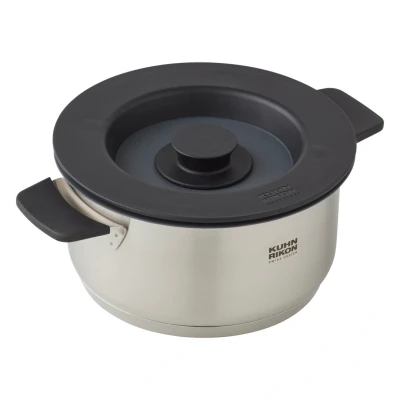 Image of Kuhn Rikon Smart &amp; Compact Casserole Pot, 3 Litre/20 cm, Stainless Steel, liters, Silver