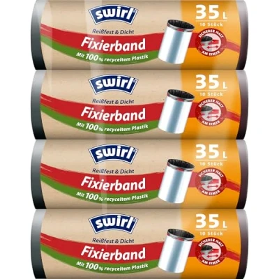 Image of Swirl Fixing Tape Bin Liners Multipack 4 x 35 Litres / 10 Bags