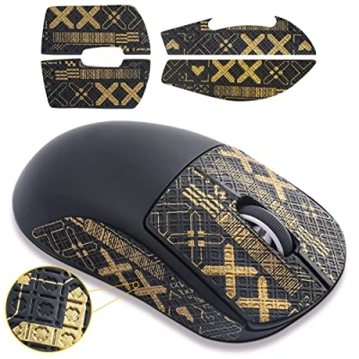 Image of Hyekic Gaming Mouse Grip Tape Fit for Logitech G Pro X Superlight, 4 Pieces, Anti Slip Stickers, Skin Pre Cut, Sweat Resistant, Self Adhesive Design, Professional Mice Upgrade Kit