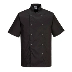 Image of Portwest C733 Modern Lightweight Cumbria Chefs Jacket S/S Black, X Large