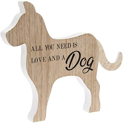 Image of The Leonardo Collection All You Need Is Love &amp; A Dog Wooden Plaque Home Ornament
