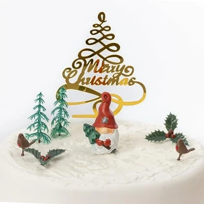 Image of Evelay Cake Toppers Merry Christmas Decoration6 10PiecesCupcake ToppersMulti Purpose Decoration (8 Pieces Set)