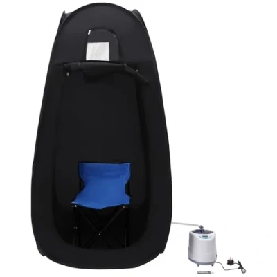 Image of Chynalys Portable Sauna Steam Tent, 1000W Home Large Black Sauna, Adjustable Temperature Room, with Remote Control 90x90x180cm