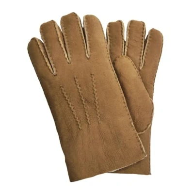 Image of Infinity Leather Mens Tan Luxury Sheepskin Suede Gloves Size Small
