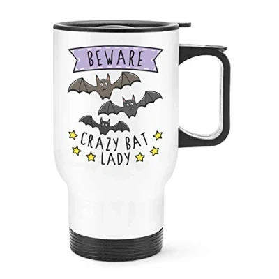 Image of Beware Crazy Bat Lady Travel Mug Cup with Handle