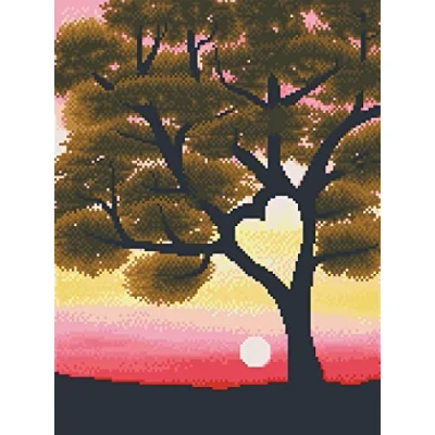 Image of OWN4B Cross Stitch Kits Stamped, Tree and Sunset Printed Pattern 11CT 14.2x18.1 inch DIY Embroidery Kit (Tree)