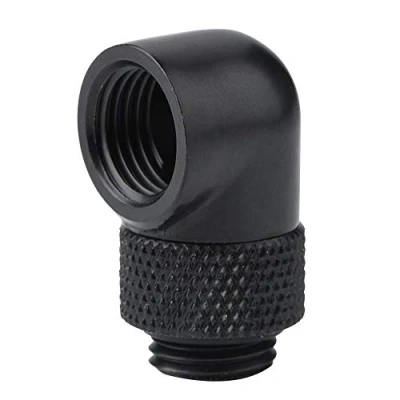 Image of ASHATA Water Cooling Fitting,Tube Fitting 90 Degree Angle Rotary Tube PC G1/4 Thread Elbow Connector(Black)