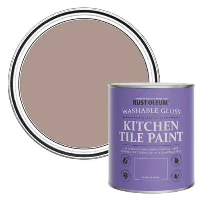 Image of Rust Oleum Pink water resistant Kitchen Tile Paint in Gloss Finish Haversham 750ml