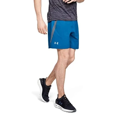Image of Under Armour Men Launch Sw 7&#039;&#039; Short Teal Vibe/Pitch Gray/Reflective (417), Small