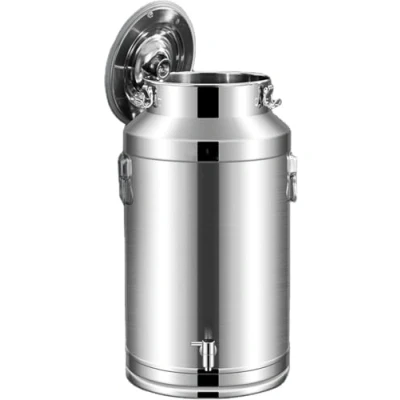 Image of 5L/9L/14L Seal Milk Transport Can Stainless Steel Bucket Wine Pail Barrel with Faucet Spigot Water Tote Jug Liquid Container Tea Canister Dairy Pot/Siliver / 9L