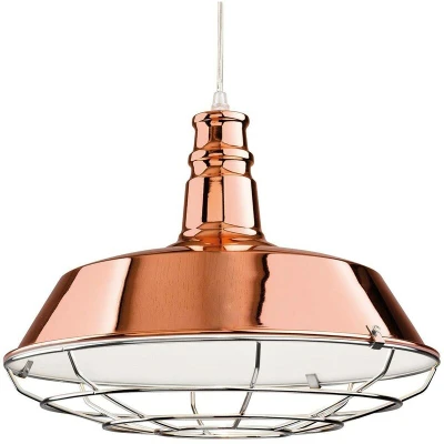 Image of Manta 1 Light Dome Ceiling Pendant Copper, Chrome Grill, E27