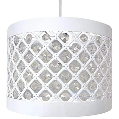 Image of Chandelier Style Ceiling Light Shade Droplet Pendant Acrylic Crystal Bead Luxury (Moda White)