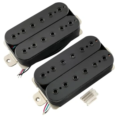 Image of Musiclily Pro Alnico 5 Magnet Uncovered Adjustable Hexagonal Poles Humbucker Neck Bridge Pickups Set 7.8K/16.6K for Electric Guitar, Black