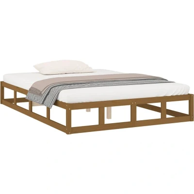 Image of vidaXL Bed Frame without Mattress Honey Brown Solid Wood King Size