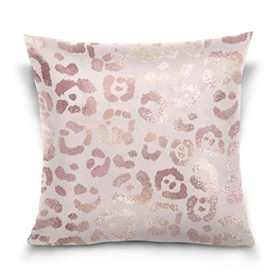 Image of YOUJUNER Throw Pillow Covers Pink Leopard Print Decorative Case Square Pillowcase Cushion for Sofa Couch Living Room Bedroom, 18&quot; x