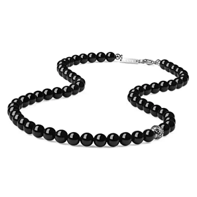 Image of GAVU Fleur De Lis Rainbow Obsidian Men&#039;s Healing Crystal Necklace 50cm
