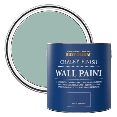 Image of Rust Oleum Blue Matt Emulsion Wall Paint Coastal 2.5L