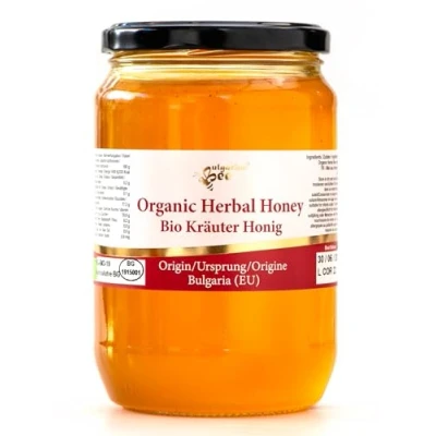 Image of 900 g Organic Raw Herbal Bee Honey, wild herb meadows