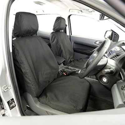 Image of To Fit Ford Ranger Front Seat Covers Black Tailored Waterproof (2012 2022) My Van MVSC155BAD3