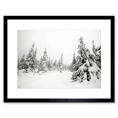 Image of Wee Blue Coo Mp Photo Landscape Winter Scene Snow Forest Trees Picture Framed Wall Art Print