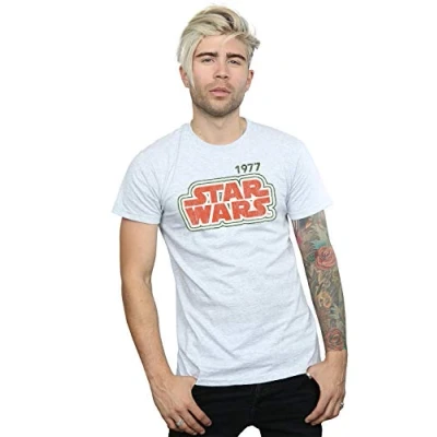 Image of Star Wars Men&#039;s Retro Outline T Shirt Sport Grey Large