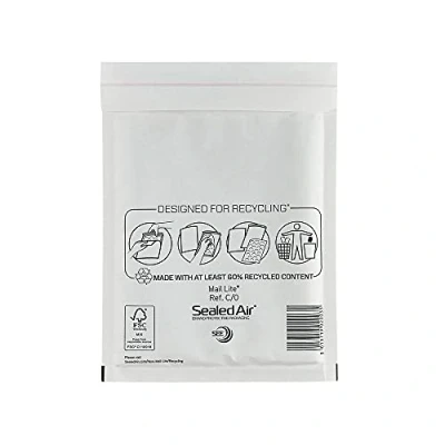Image of Mail Lite Padded Envelopes Bubble White / Gold (C/0 (150 x 210mm) Box of 100, White)