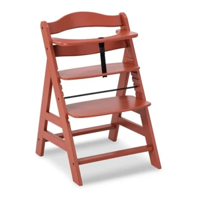 Image of hauck Alpha+, Cork Wooden High Chair 6 Months to Adult Sustainable FSC Certified Beechwood Toddler Feeding and Entertainment Chair, Inclusive 5 Point Harness Bumper Bar Crotch Strap