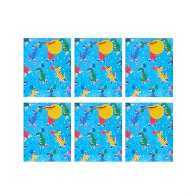 Image of UK Greetings Multipack of 6 Large Gift Bags for Him/Boys Party Dinosaur Design