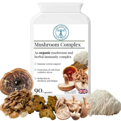Image of Complementary Supplements Organic Mushroom Complex Immune System &amp; Energy Support Traditional Herbal TCM Adaptogen Blend Maitake, Chaga, Shiitake, Reishi, Lion&#039;s Mane, 90 Capsules