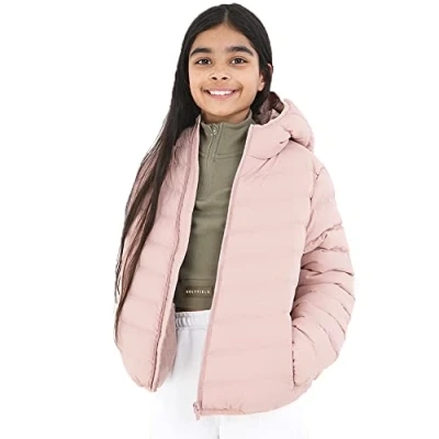 Image of BRAVE SOUL Girls GRANTPLAIN Padded Hooded Jacket Winter Warm Puffer Coat (as8, age, 9_years, 10_years, regular, Dusky Pink, 9 Years)