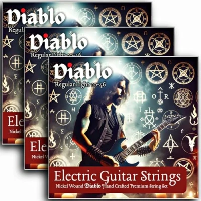 Image of Diablo Electric Guitar Strings, 3 Pack, 10 46 Light Gauge 10s Nickel Wound Maximum Sustain and Tone. Multipack of Sets