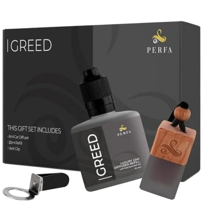 Image of Greed Gift Set with Refill Bottle Perfume Car Fragrances Strong Freshener Odour Eliminator Technology Air Scents by Perfa