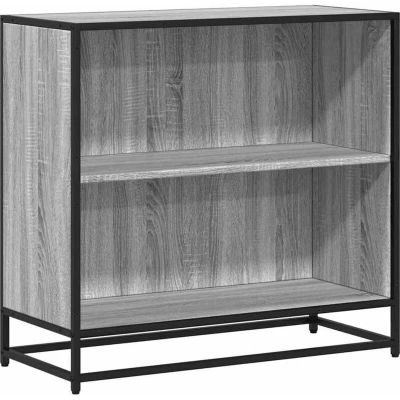 Image of vidaXL Book Cabinet/Bookcase Grey Sonoma/Engineered Wood Modern Industrial Storage for Living Room/Office 2 Shelves, 80x35x76 cm