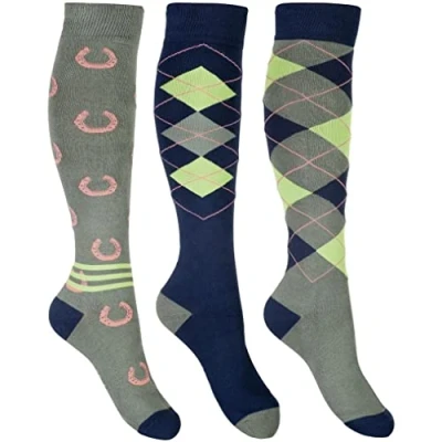 Image of HKM Sock Cardiff Navy/Olive Green 12.5