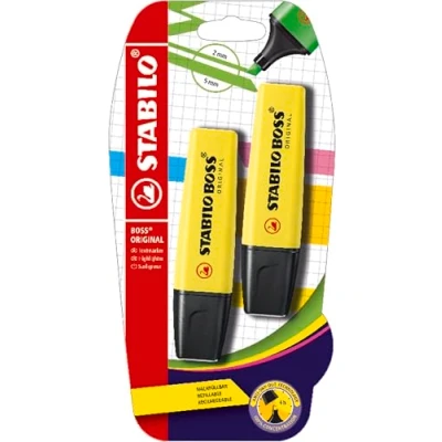 Image of Highlighter STABILO BOSS ORIGINAL Pack of 2 Yellow