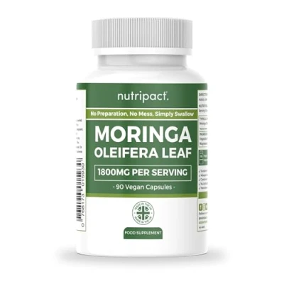 Image of Nutripact Moringa Oleifera Capsules 1800mg per Serving Pure Powder Supplement (not Tablets) 90 Vegan Caps High Strength