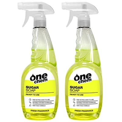 Image of One Chem Sugar Soap 2 x 750ml Ready to Use Spray Cleaning Walls, Grease, Grime, Dirt and Stain Remover, Kitchen Degreaser, Versatile Cleaner