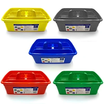 Image of Cleaning Caddy Kitchen Products Plastic Cleaner Tool Tote Storage Box Organiser with Handle Basket Product Cleaners Bucket Multi Compartment Boxes Equipment Shopping Handles for Housekeeping Carrier