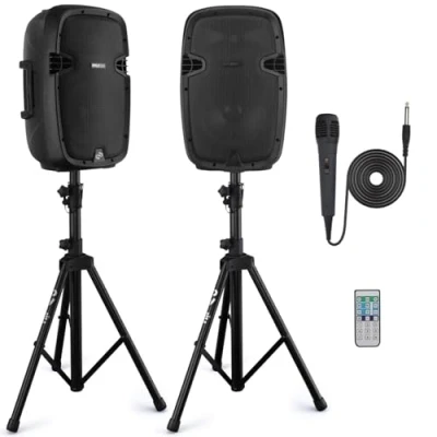 Image of Pyle PPHP1049KT Powered Bluetooth PA Active Loudspeaker with Microphone 10 Inch Stage Bass Subwoofer Built in USB for MP3 Amplifier DJ Portable Sound Stereo Amp Sub Concert Audio or Band Music