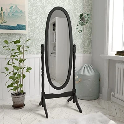Image of Vida Designs Nishano Cheval Mirror Free Standing Full Length Floor Dressing Adjustable Bedroom Furniture Wooden, Black