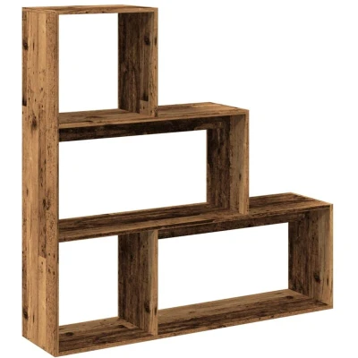 Image of vidaXL Room Divider Bookcase/Bookshelf 3 Tier Old Wood Storage Unit 123x29x123 cm Engineered