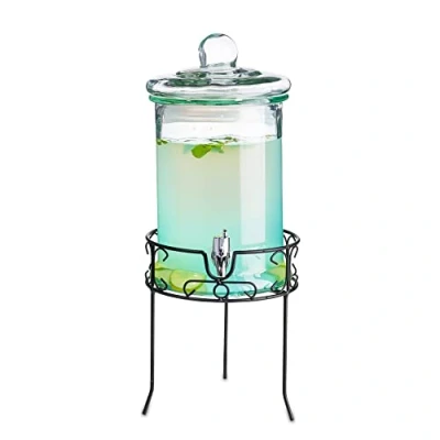Image of bar@drinkstuff Round Drink Dispenser with Stand 168oz / 4.8ltr Beverage Dispenser, Vintage Dispensers